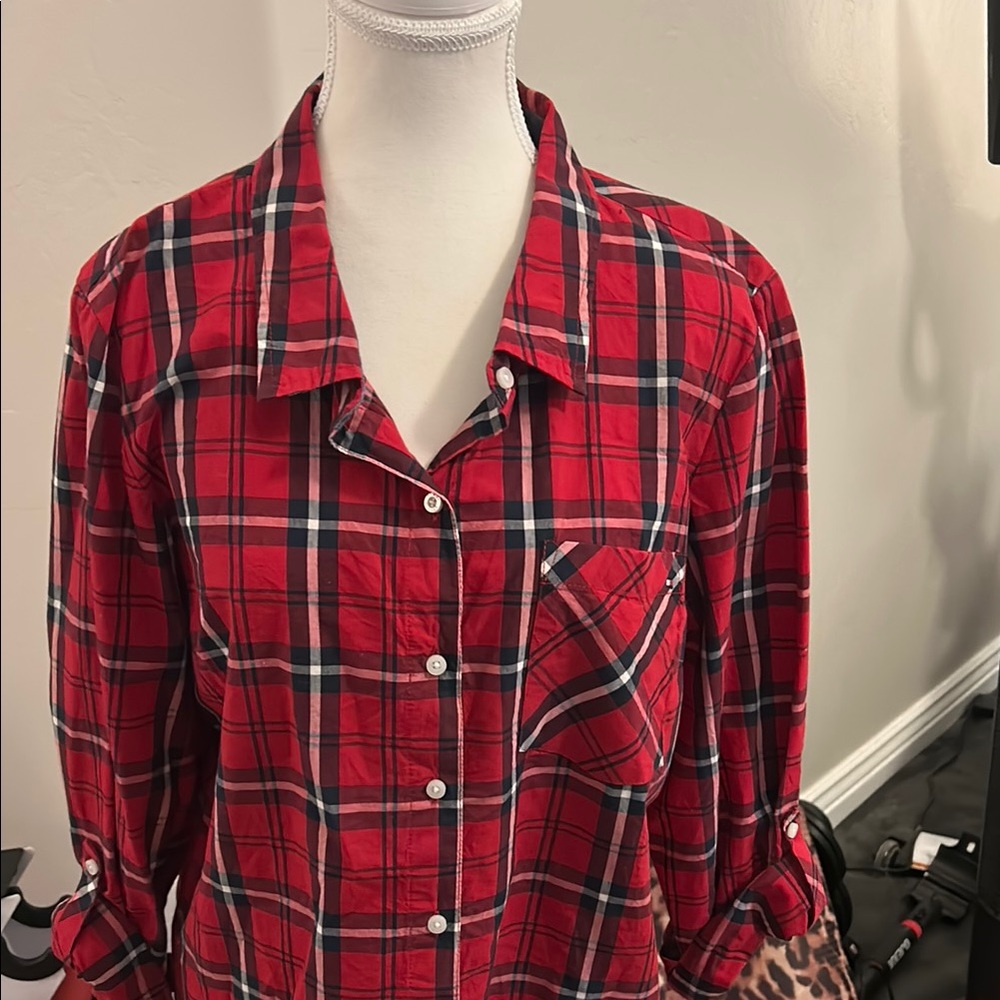 Tommy Hilfiger Red Plaid Button Down Shirt